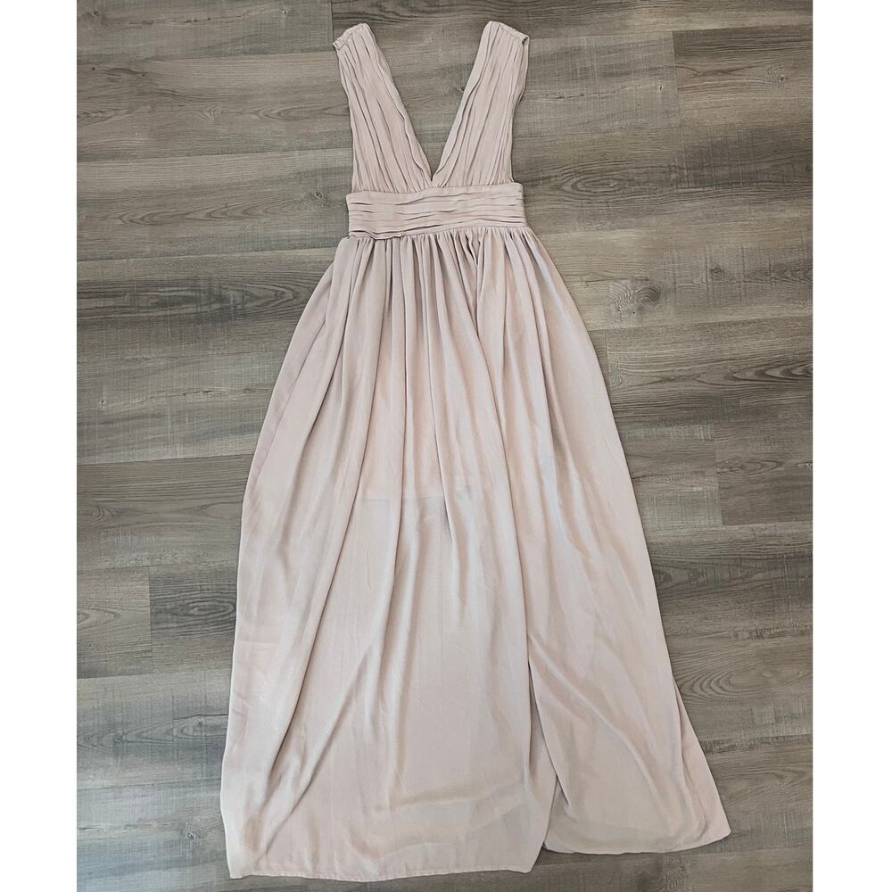 Soieblu Sleeveless Pleated Deep V Chiffon Maxi Dress